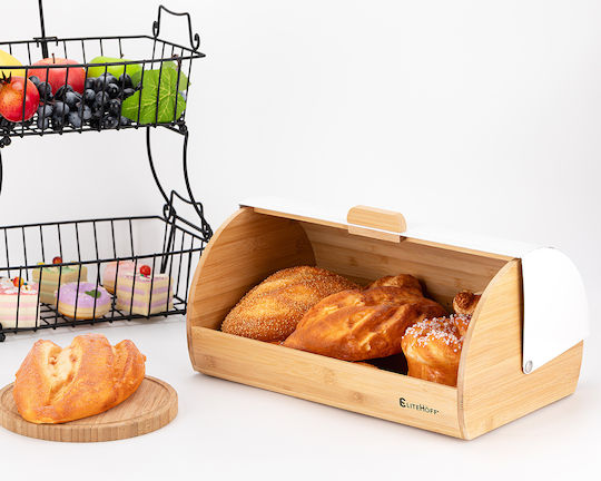 Elitehoff Brotkasten aus Bambus Weiß 39x28.5cm