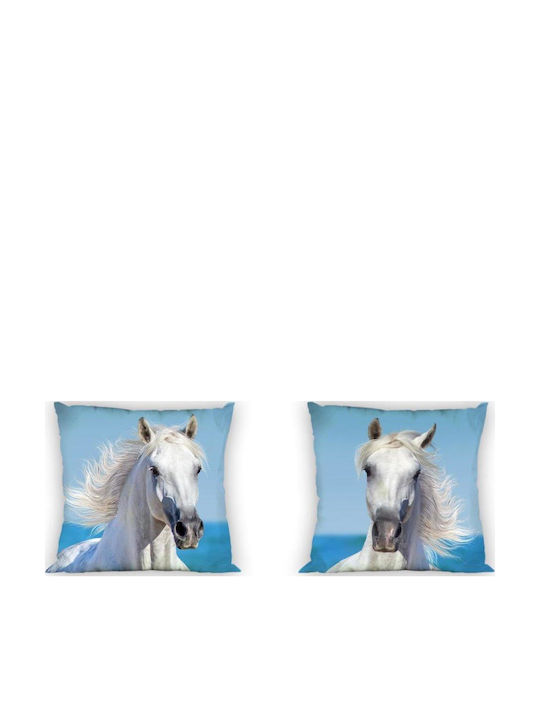 Horses White Cushion Cover 40*40 Cm