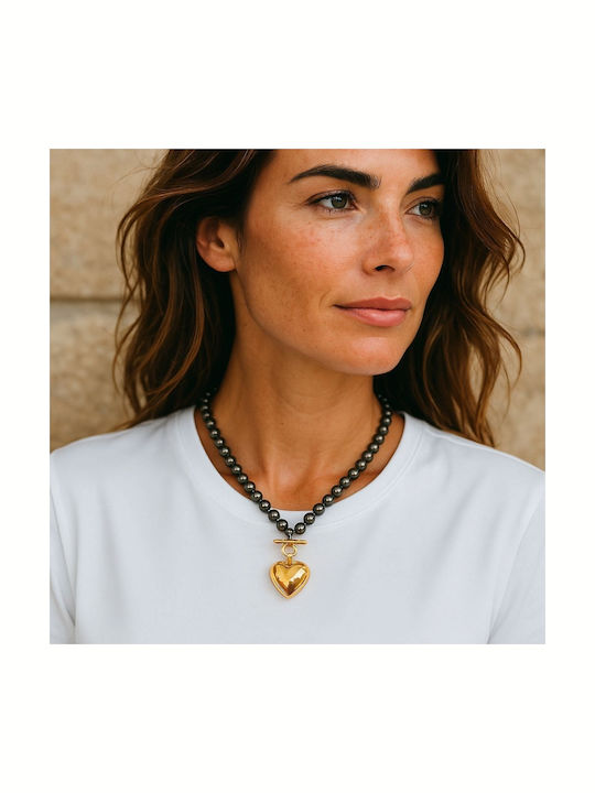 The Art of Beading Halskette mit Design Herz aus Vergoldet Stahl