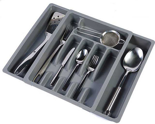 Brunbeste Besteckeinsatz für Schubladen Aufklappbar Kunststoff 47x37.5x6.5cm Grau