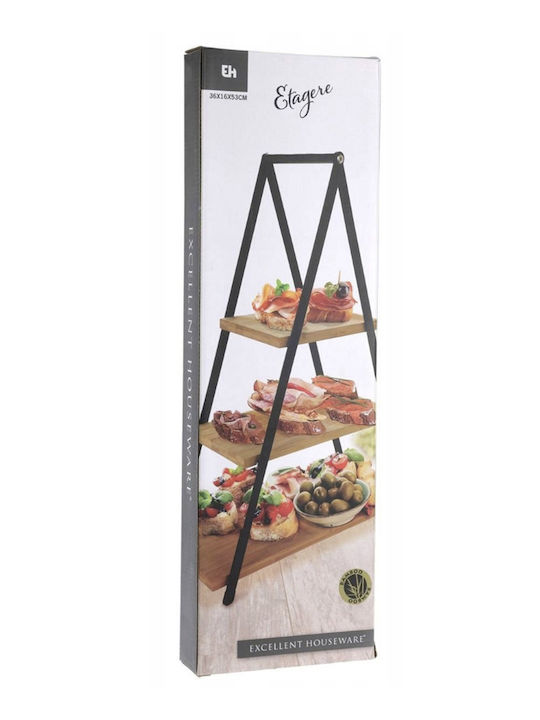 Excellent Houseware Ξύλινη Εταζέρα 3 Ορόφων Καφέ Π38xΜ15xΥ53cm