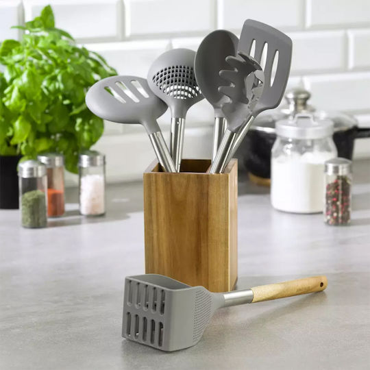 KING Hoff Inox Cooking Utensil Set with Base Silver 6pcs