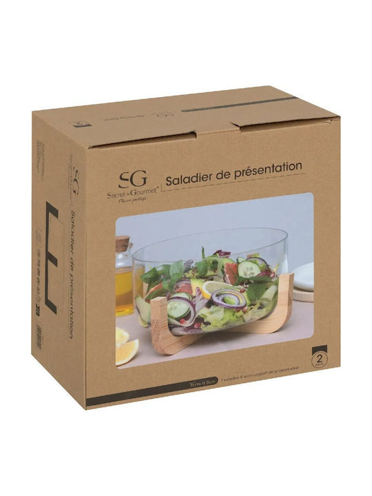 Atmosphera Glass Salad Bowl Transparent 24x24x14.5cm