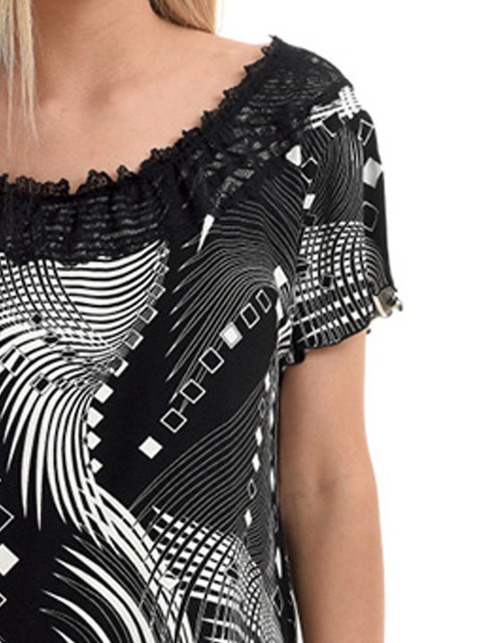 Summer Midi Slip Dress Black-White
