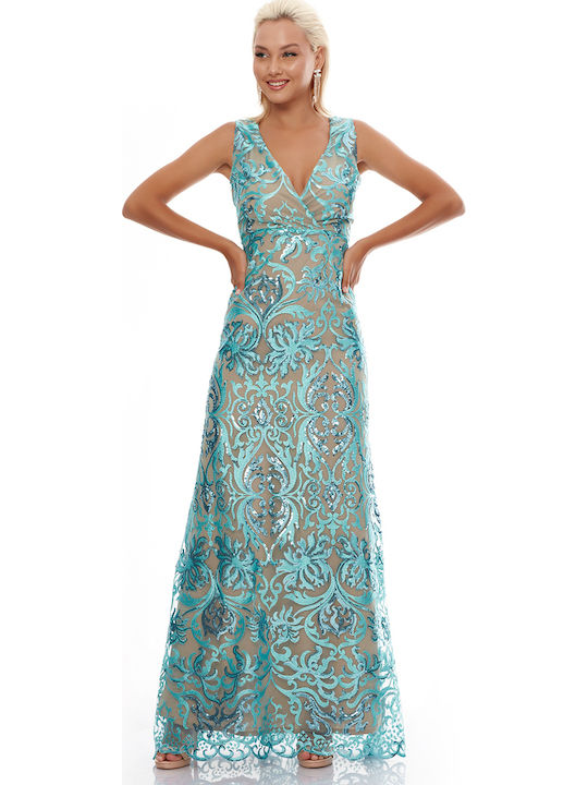 Summer Maxi Evening Dress Wrap Light Blue
