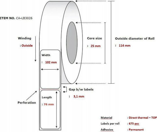 Capture 675 Selbstklebende Etikettenrollen 102x76mm 16Stück