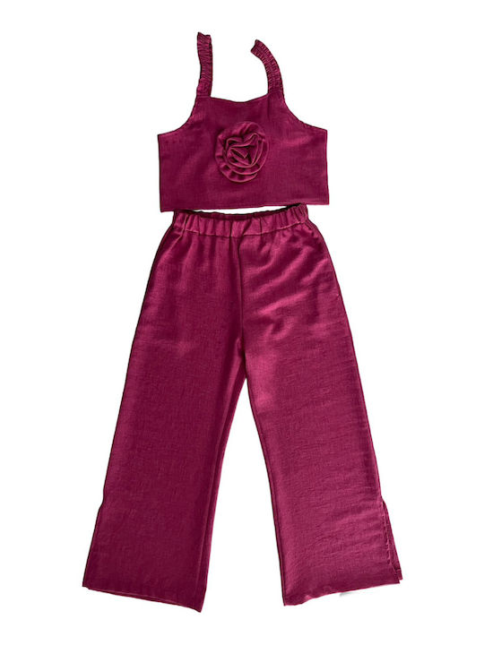 Kinder-Set mit Hose Sommer 2Stück Fuchsia