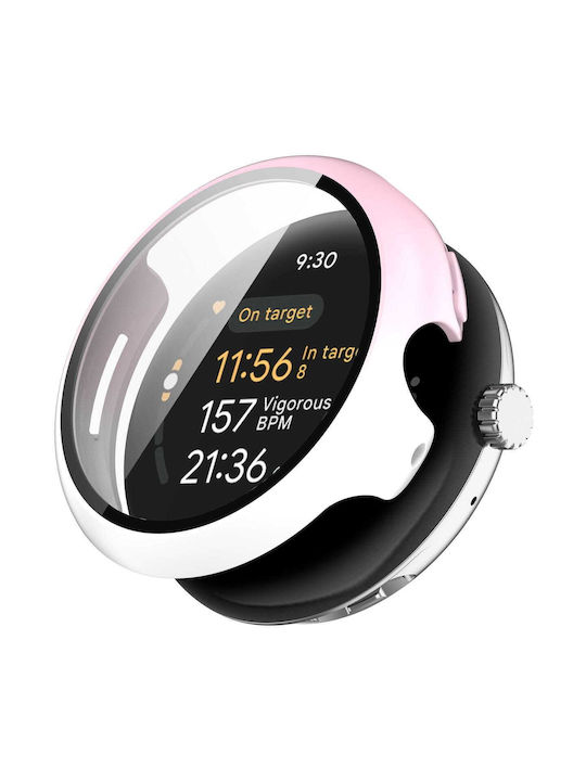 Bizon Husă+Sticlă Husă Ceas Sticlă Google Pixel Watch 3 41mm Alb-roz