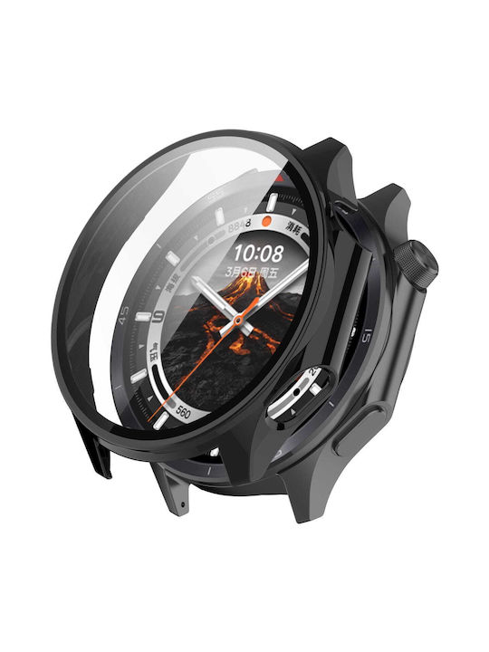 Husă Bizon + Sticlă Carcasă Ceas Sticlă OnePlus Watch 3 Oppo Watch X2 Neagră