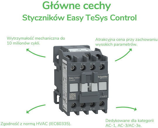 Schneider Electric Tesys Ρελέ Ράγας Ισχύος 40A Τριπολικό με Τάση 230V