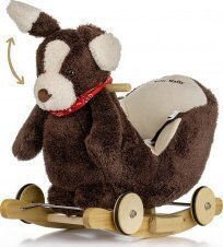 Milly Mally Wooden Rocking Toy Dog for 12+ months with Wheels with Max Load Capacity 30kg Brown