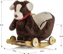 Milly Mally Wooden Rocking Toy Dog for 12+ months with Wheels with Max Load Capacity 30kg Brown
