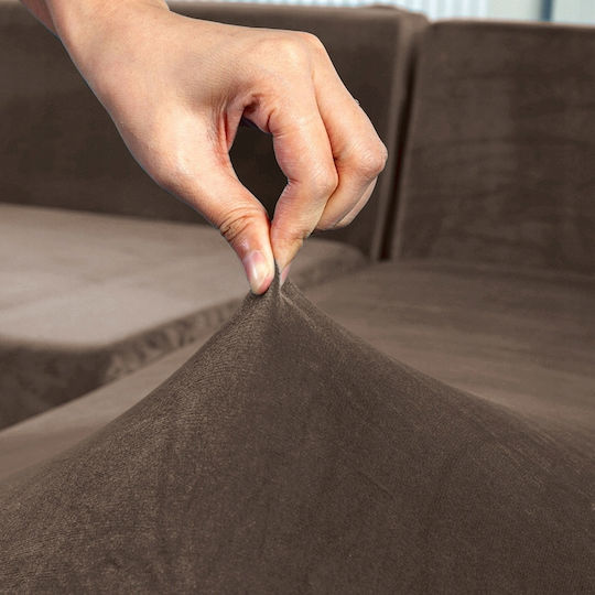 Ubieramy Meble Elastische Abdeckung Zweisitziges Sofa Cocoa Braun