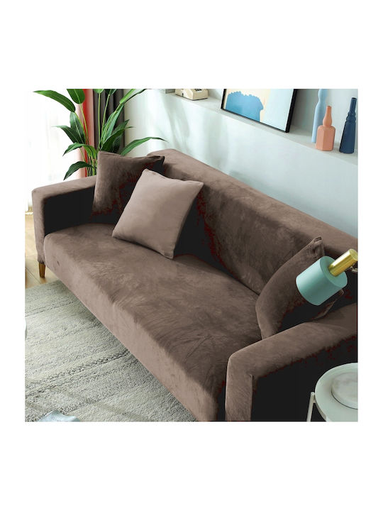 Ubieramy Meble Elastic Cover for Three Seater Sofa Cocoa Brown 1pcs