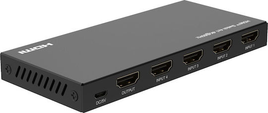 Microconnect Hdmi Switch 4k@60hz 4x1 Hdcp 2.2 Remote Mc-hdmiswitch0401-4k