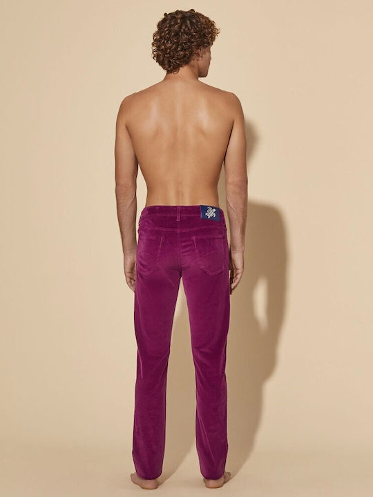 Men's Jeans Pants Elastic with Regular Fit Bordeaux