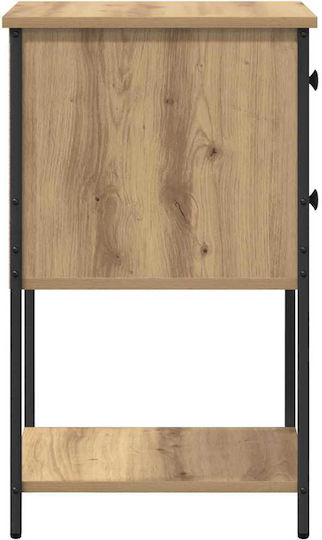 Комод Дървен с Метални Крака Кафяв дъб 32x42x70см