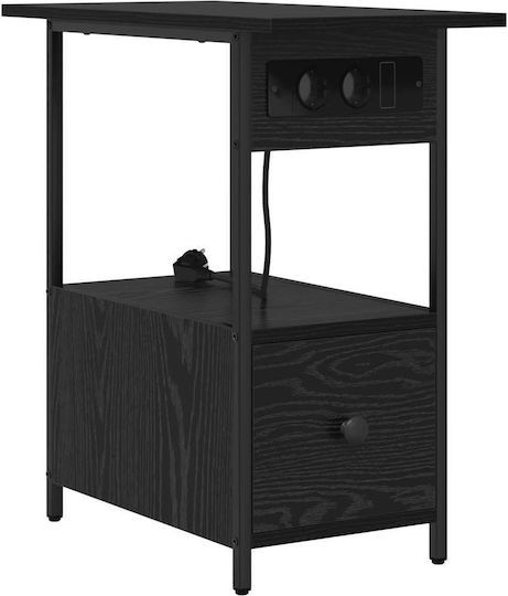με Υφασμάτινη Επένδυση Μαύρη δρυς 60x30x61cm 859595