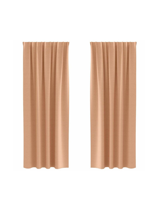 vidaXL Set Perdele Cu Coafură Maro 140x260 cm