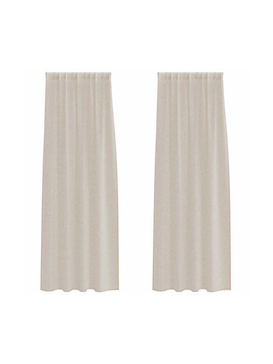 vidaXL Set Curtains With Pencil Pleat Beige 140x225cm