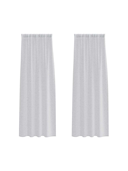 vidaXL Set Perdele Cu Coafură Gri 140x225 Cm