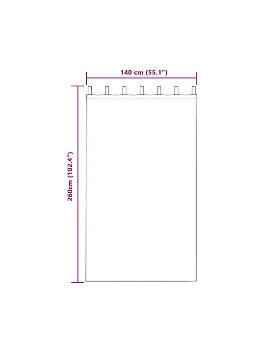 vidaXL Σετ Κουρτίνες με Τιράντες Λευκές 140x260εκ.