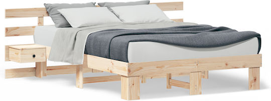Doppelbett aus Massivholz Braune mit Lattenrost für Matratze 140x200cm