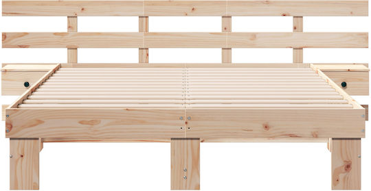 Doppelbett aus Massivholz Braune mit Lattenrost für Matratze 140x200cm