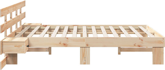 Doppelbett aus Massivholz Braune mit Lattenrost für Matratze 150x200cm