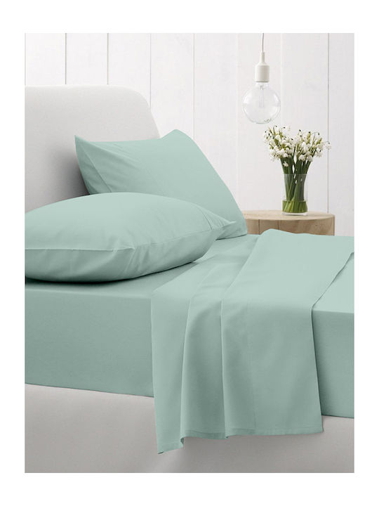Sunshine Чаршаф King Size с Ластик 180x200+30см. Cotton Feelings 151 Aqua