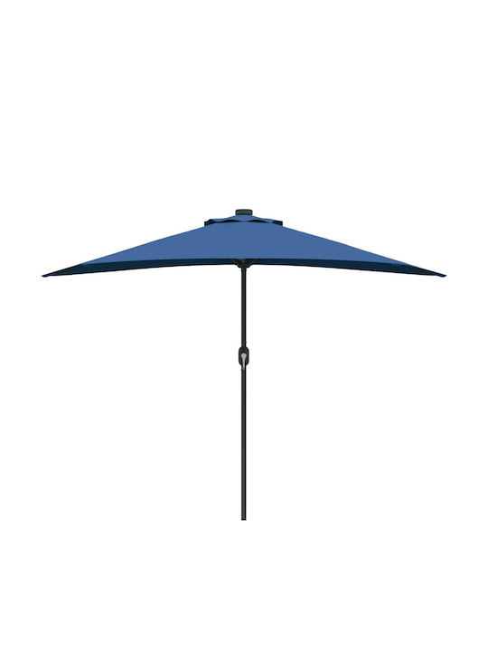 Garten & Terrassen Sonnenschirm Bodenständer Aluminium Blau mit LED-Beleuchtung 2.94x1.5m