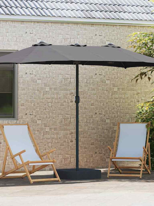 Aluminium-Garten- und Terrassen-Sonnenschirm Grau 3,85x2,09xH2,44m