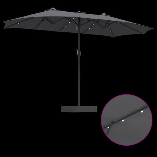Aluminium-Garten- und Terrassen-Sonnenschirm Grau 3,85x2,09xH2,44m
