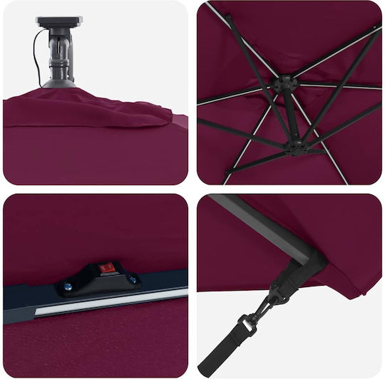 Hanging Metal Burgundy Garden Parasol 2.94x2xHeight 2.54m