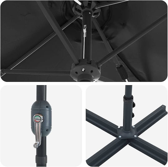 Ομπρέλα Αλουμινίου Μαύρη 3.8x1.96xΥ2.35m