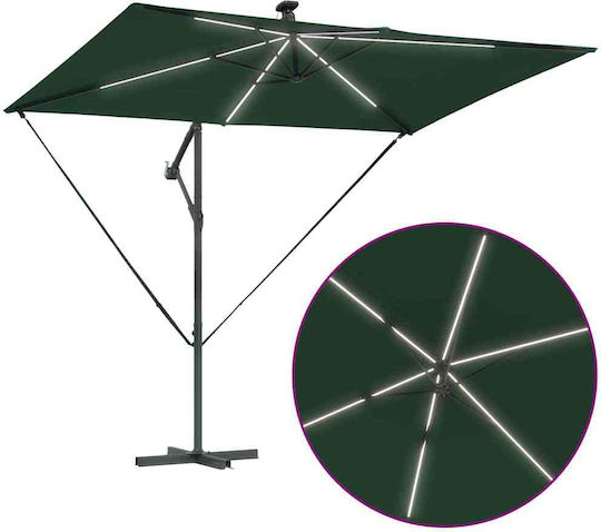 Hängender Metall-Garten- und Terrassen-Sonnenschirm Grüne 2,94x2xHöhe 2,54 m