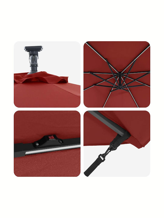 Umbrelă Suspendată Din Aluminiu Portocalie 2.94x2.94xÎnălțime 2.48m