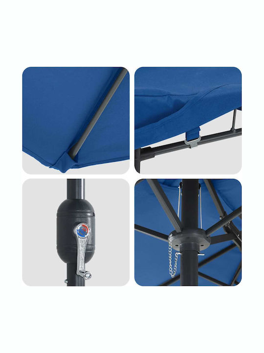 Aluminium Garten- und Terrassen-Sonnenschirm Blau 3,85x2,09xH2,44m