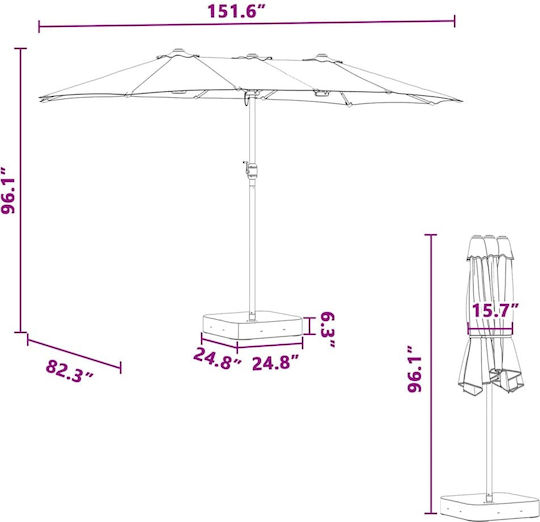 Aluminum Garden & Terrace Parasol Brown 3.85x2.09xHeight 2.44m