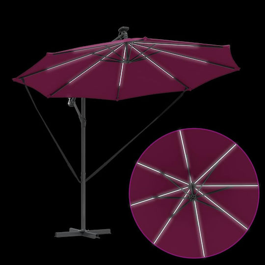 Hanging Aluminum Burgundy Garden & Terrace Parasol 2.94x2.94xHeight 2.48m