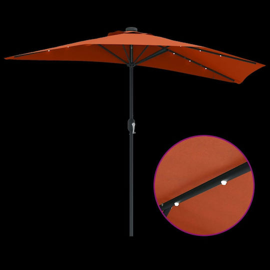 Hängender Aluminium-Garten- und Terrassen-Sonnenschirm Orange 2,94x1,5xHöhe 2,24 m