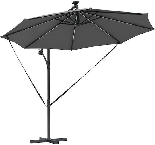 Hanging Aluminum Garden Parasol Grey 2.94x2.94xHeight 2.48m