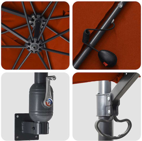 Umbrella Floor Aluminum Orange with LED Lighting 2.48x2.47m Umbrella Floor Aluminum Orange with LED Lighting 2.48x2.47m