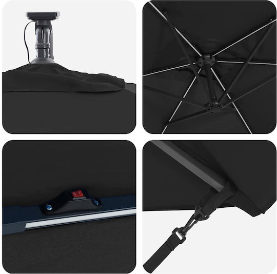 Umbrelă Suspendată Metalică Neagră 2.94x2xÎnălțime2.54m