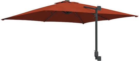 vidaXL Wandmontierte Aluminium Garten- und Terrassen-Sonnenschirm Orange 2,48x2,47xHöhe 1,6 m