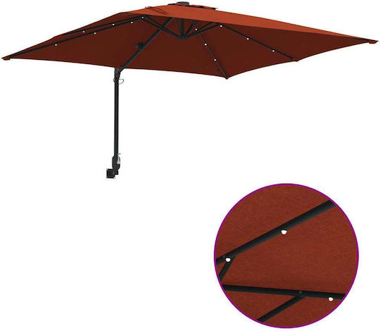 vidaXL Wandmontierte Aluminium Garten- und Terrassen-Sonnenschirm Orange 2,48x2,47xHöhe 1,6 m