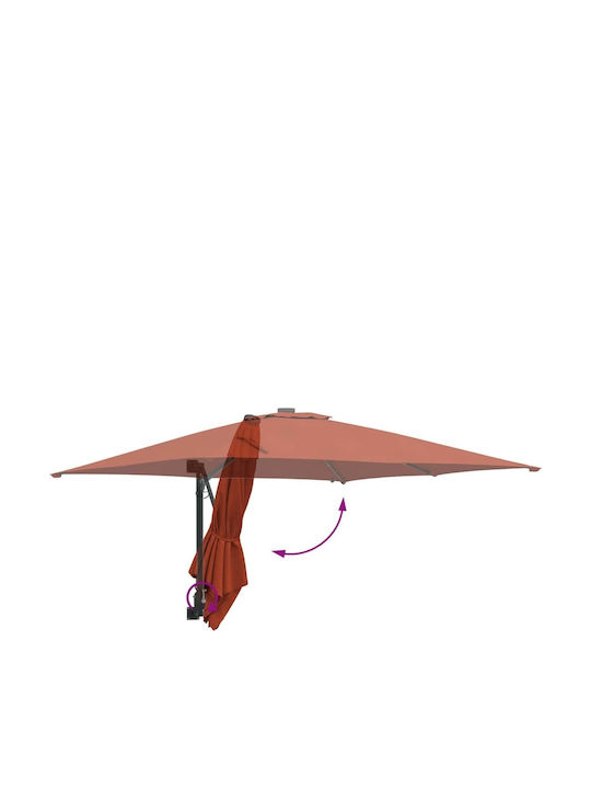 Umbrella Floor Aluminum Orange with LED Lighting 2.48x2.47m