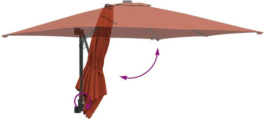 vidaXL Wandmontierte Aluminium Garten- und Terrassen-Sonnenschirm Orange 2,48x2,47xHöhe 1,6 m