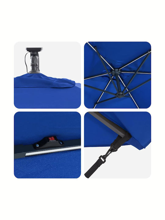 Hanging Garden Parasol Metal Blue 2.94x2xHeight 2.54m