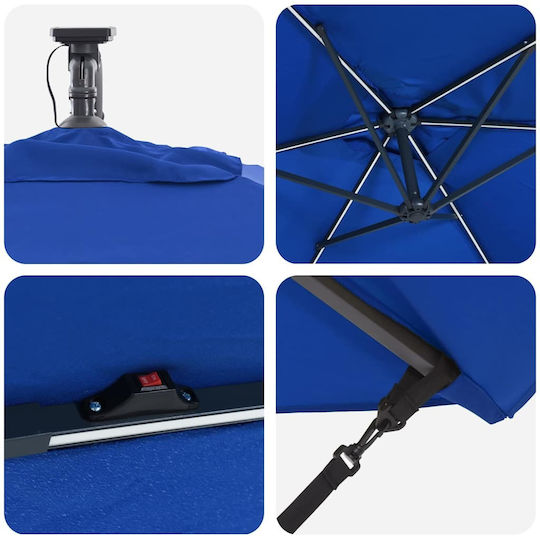 Hanging Garden Parasol Metal Blue 2.94x2xHeight 2.54m